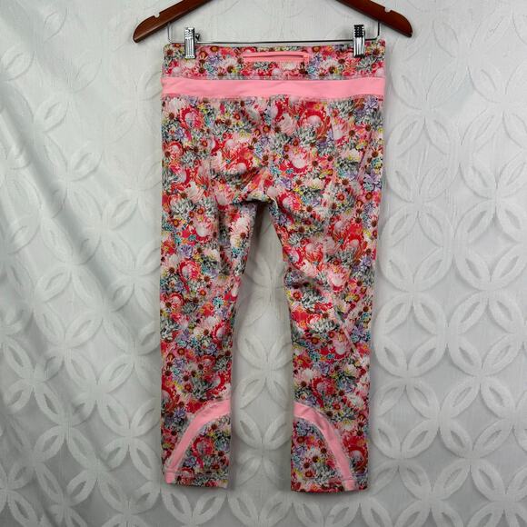Lululemon Run Inspire Crop II All Luxtreme Flowabunga Pink Leggings Size 6 - Picture 10 of 12